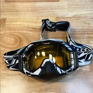Klim Black and White Snow Goggles with Yellow Lens
